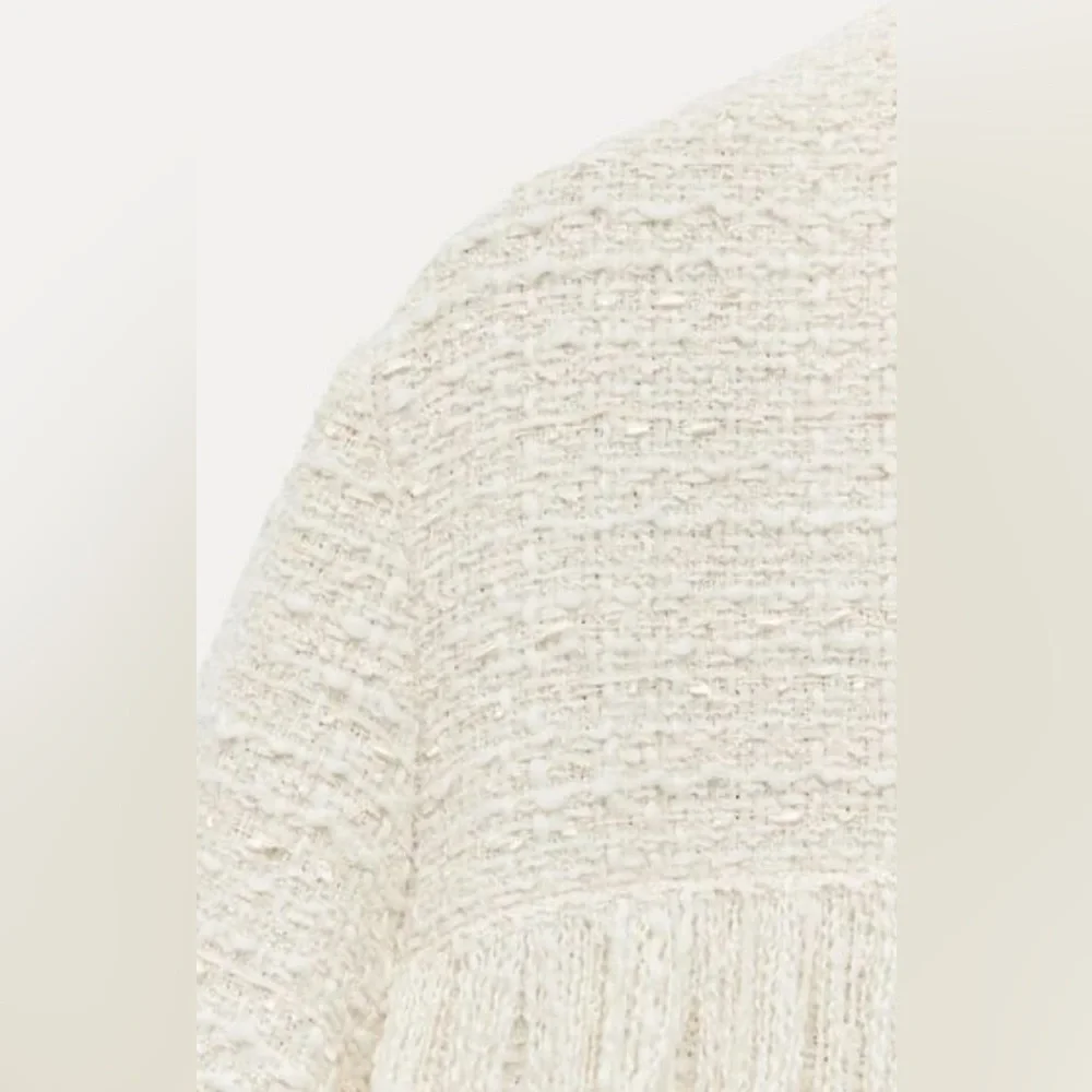 ZARA ZW Collection RARE Textured Fringe Jacket Wool Blend Size M NEW